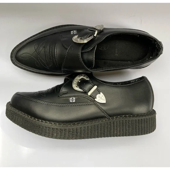 TUK Black TukSkin Pointed Buckle Creeper Platform Women’s Size 9 Men’s Size 7 - Picture 6 of 7